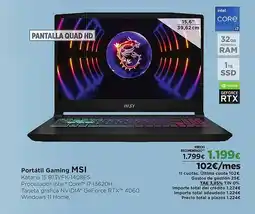 El Corte Inglés MSI Portátil Gaming oferta