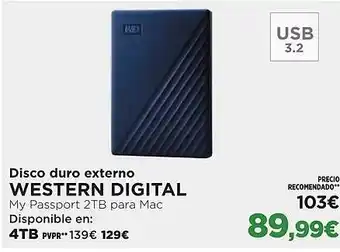 El Corte Inglés WESTERN DIGITAL Disco duro externo oferta