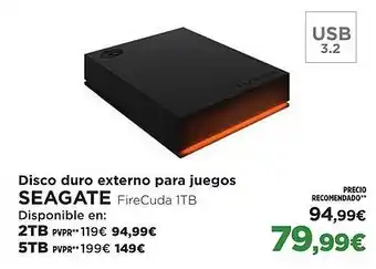 El Corte Inglés SEAGATE Disco duro externo para juegos oferta