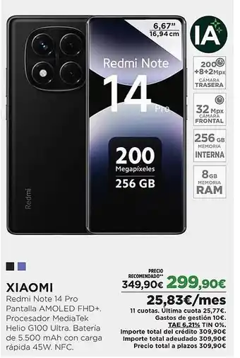 El Corte Inglés XIAOMI Redmi Note 14 Pro oferta