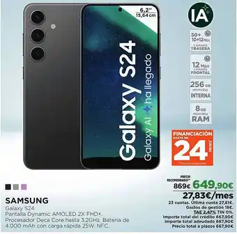 El Corte Inglés SAMSUNG Galaxy S24 oferta