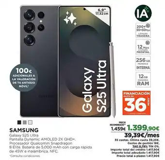 El Corte Inglés SAMSUNG Galaxy S25 Ultra oferta