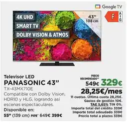 El Corte Inglés PANASONIC Televisor LED 43" oferta