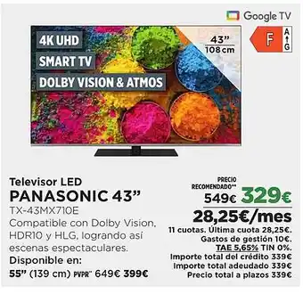 El Corte Inglés PANASONIC Televisor LED 43" oferta
