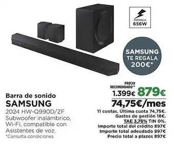 El Corte Inglés SAMSUNG Barra de sonido oferta