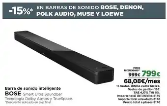 El Corte Inglés BOSE Barra de sonido inteligente oferta