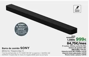 El Corte Inglés SONY Barra de sonido oferta