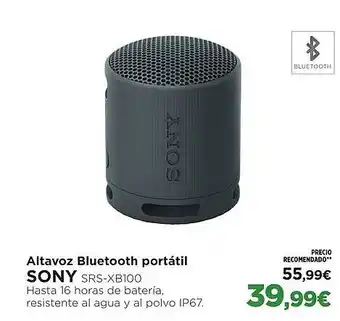 El Corte Inglés SONY Altavoz Bluetooth portátil oferta