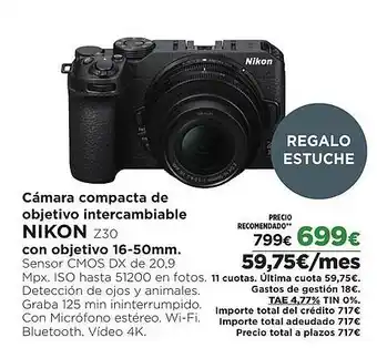 El Corte Inglés NIKON Cámara compacta de objetivo intercambiable Z30 oferta