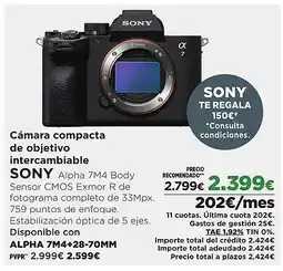 El Corte Inglés SONY Cámara compacta de objetivo intercambiable oferta