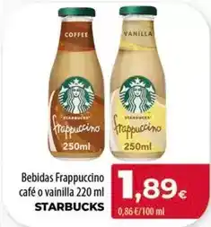 Spar Tenerife Starbucks - bebidas frappucino cafe o vainilla oferta