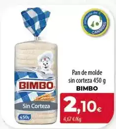 Spar Tenerife Bimbo - pan de molde sin corteza oferta