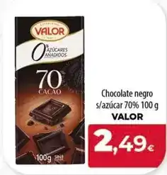 Spar Tenerife Valor - chocolate negro s/azucar 70% oferta