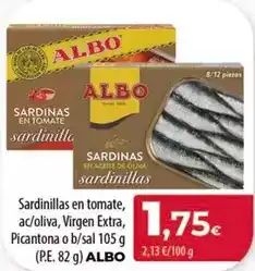 Spar Tenerife Albo - sardinillas en tomate, ac/oliva, virgen extra, picantona o b/ sal oferta