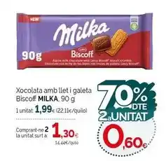 Condis Milka - xocolata amb llet i galeta biscoff oferta