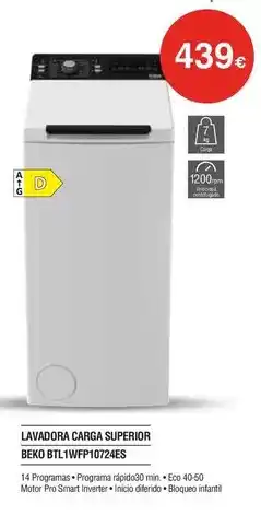 Milar Beko - lavadora carga superior btl-wfp1072fes oferta