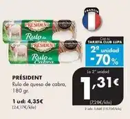 Supermercados Lupa President - rulo de queso de cabra oferta