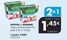 Supermercados Lupa Activia/danone - yogur con fresa triple 0% oferta