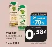 Supermercados Lupa Vivesoy - bebida de soja o avena, 1 lt oferta