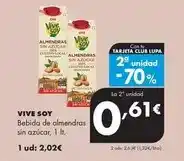 Supermercados Lupa Vivesoy - bebida de almendras sin azúcar oferta