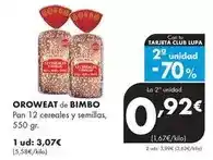 Supermercados Lupa Bimbo - oroweat de pan 12 cereales y semillas oferta
