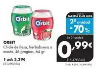 Supermercados Lupa Orbit - chicle de fresa, hierbabuena o menta oferta
