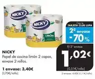 Supermercados Lupa Nicky - papel de cocina limón 2 capas, envase 2 rollos oferta