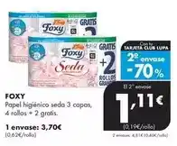 Supermercados Lupa Foxy - papel higiénico seda 3 capas, 4 rollos + 2 gratis oferta