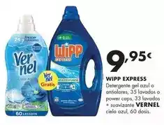 Supermercados Lupa Wipp express/vernel - detergente gel azul o antiolores + suavizante cielo azul oferta