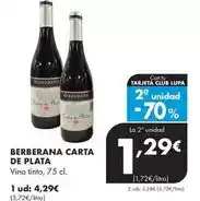 Supermercados Lupa Berberana carta de plata - vino tinto oferta