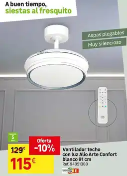 Leroy Merlin Confort - ventilador techo con luz alio arte blanco 91 cm oferta