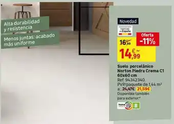 Leroy Merlin Norton - suelo porcelanico piedra crema c11 60x60 cm oferta