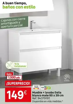 Leroy Merlin Solo - mueble + lavabo dalia blanco mate 80 x 39 cm oferta