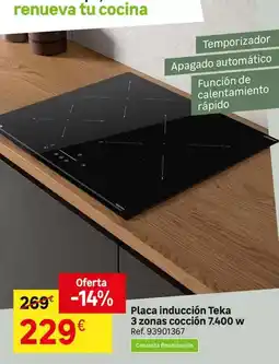 Leroy Merlin Teka - placa induccion 3 zonas coccion 7400 w oferta