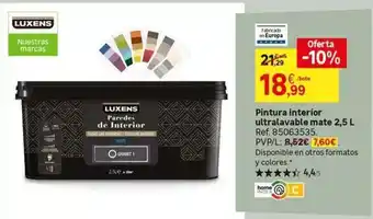 Leroy Merlin Luxens - pintura interior ultralavable mate oferta