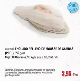 Abordo Lenguado relleno de mousse de gambas oferta