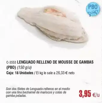 Abordo Lenguado relleno de mousse de gambas oferta