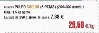 Abordo Pulpo cocido (6 patas) oferta