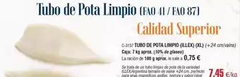 Abordo Perfecto - tubo de pota limpio / fao / calidad superior oferta