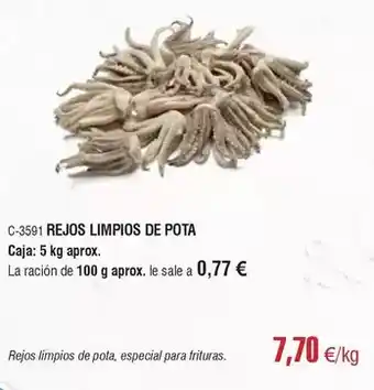 Abordo Rejos limpios de pota oferta
