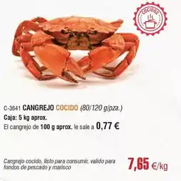Abordo Cangrejo cocido oferta