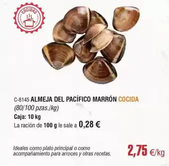 Abordo Almeja del pacifico marrón cocida oferta