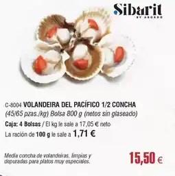 Abordo Sibarit - volandeira del pacifico 1/2 concha oferta