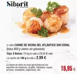Abordo Sibarit - carne de vieira del atlantico sin coral oferta