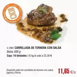 Abordo Carrillada de ternera con salsa oferta