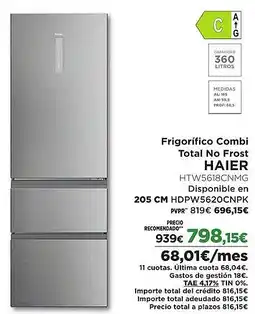 El Corte Inglés HAIER Frigorífico Combi Total No Frost oferta