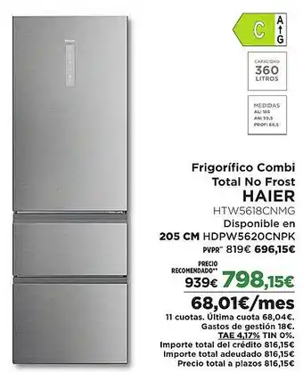 El Corte Inglés HAIER Frigorífico Combi Total No Frost oferta