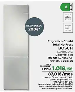 El Corte Inglés BOSCH Frigorífico Combi Total No Frost oferta