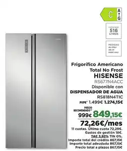 El Corte Inglés HISENSE Frigorífico Americano Total No Frost oferta