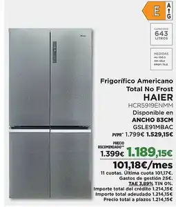 El Corte Inglés HAIER Frigorífico Americano Total No Frost oferta